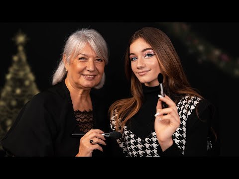 ASMR - MAKEUP ARTIST does my CHRISTMAS MAKEUP! (Makeup tutorial)