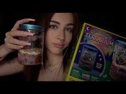 ASMR| Putting Together A Terrarium🌱 (Long Nails Tapping, Stickers, Sand, & More!)