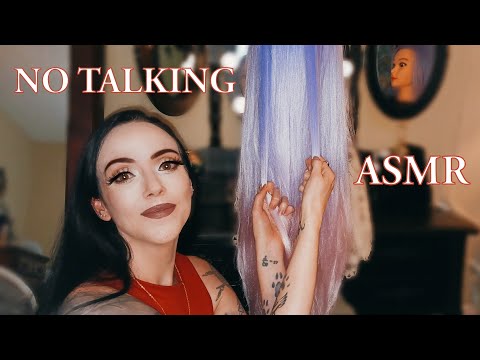 ASMR No Talking Hair Play: Slow Gentle Pulling and Wooden Comb Sounds