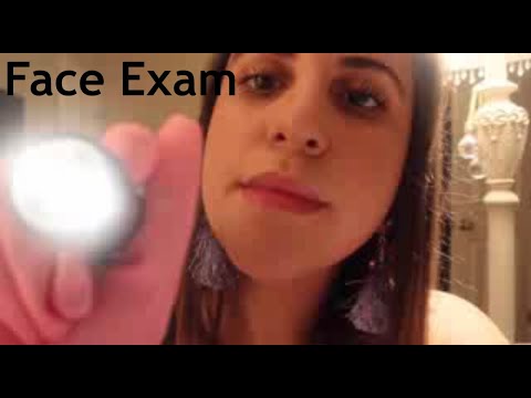 ASMR Face Exam & Massage with Dish Gloves *Flashlight, Close up, Whispers*