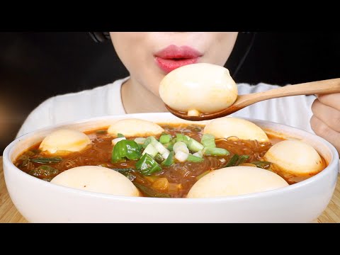ASMR Malatang with Soft Boiled Duck Eggs and Glass Noodles Eating Sounds Mukbang