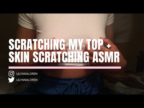 Scratching my top + skin scratching + fabric sounds + whispers ASMR from bed