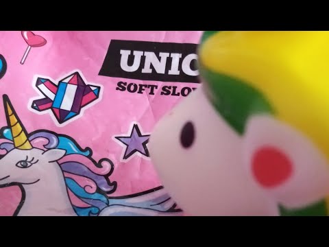 Squish-eeez unicorn slow rise squishy asmr opening review crinkly package