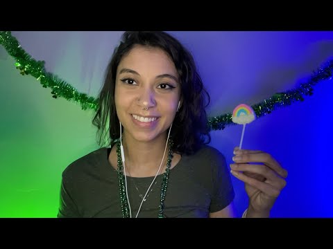 ASMR Rainbow Lollipop Eating (St. Patrick's Day)