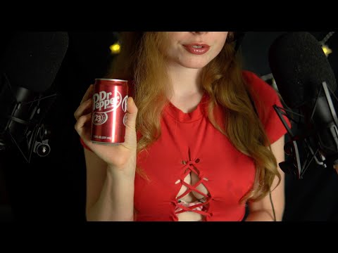 ASMR | Drinking Dr. Pepper - Slurping, Fizzing Sounds, and Soda Can Tapping with Tingly Whispers