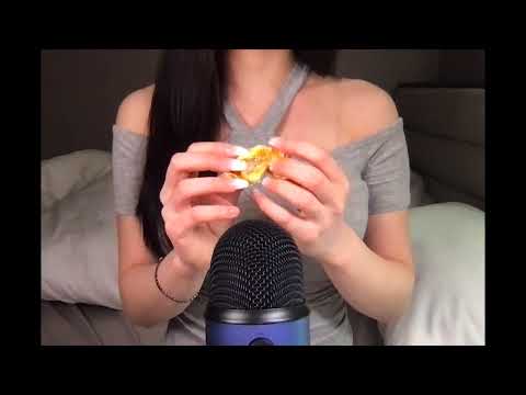 ASMR Hair Touching and Brushing with Long nails Candy EatingSound