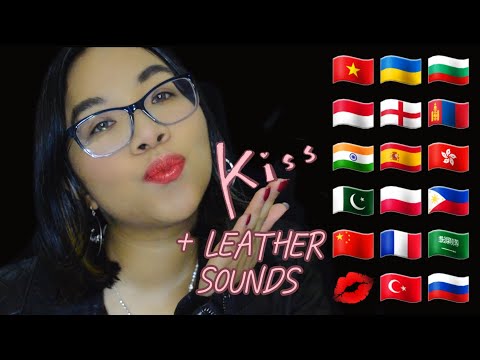 ASMR KISS IN DIFFERENT LANGUAGES (Whispering, FAST Mouth Sounds, Leather Sounds) ❤️‍🔥😘