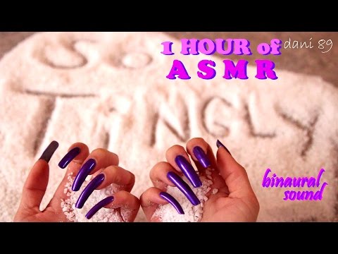 ❖ NEW salt sound!! 🎧 1 HOUR of intense binaural ASMR! 🔊 ↬ long natural nails in purple ↫ 👂+TINGLES 💤