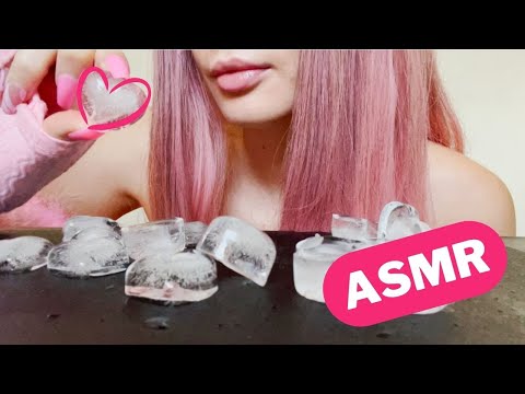 ICE ASMR Eating Love Heart Ice *CRUNCHY*