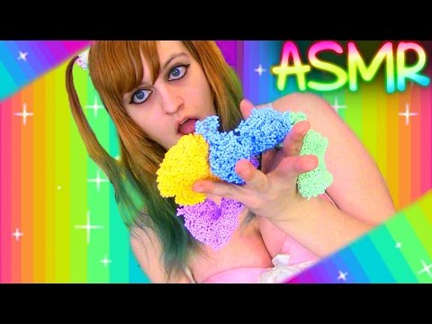 ASMR Play Foam ░ Sticky Tingles ♡ Ear to Ear ~  Binaural, Soft Spoken, Sticky Sounds, Bubbles ♡