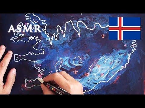 ASMR 1hr Drawing Map of Iceland | History Sagas Vikings