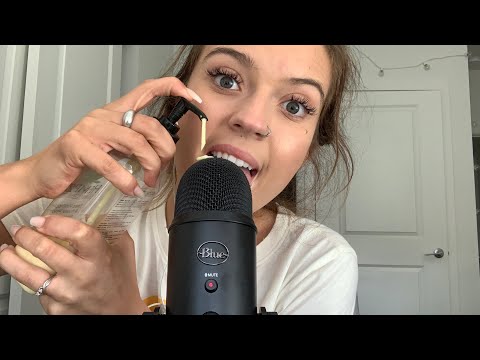 ASMR| PUTTING LOTION ON MY MIC! LICKING MIC TINGLES- MOUTH SOUNDS