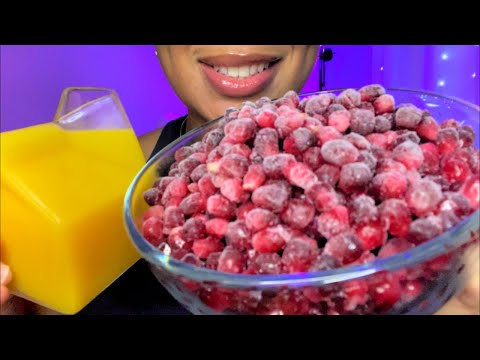 ASMR | Eating Frozen Pomegranate & Orange Juice 🍊