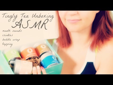 ASMR Tingly Tea Unboxing. Close Breathy Whispers, Mouth Sounds, Crinkly Bubble Wrap