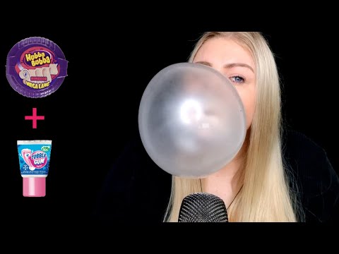 ASMR Chewing Bubble Gum and Blowing Bubbles with mixed Gum