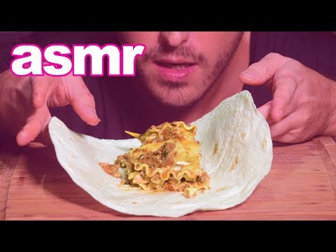 ASMR Eating Fried Lasagna Burrito! ( Crunchy + Soft Sounds ) | Nomnomsammieboy
