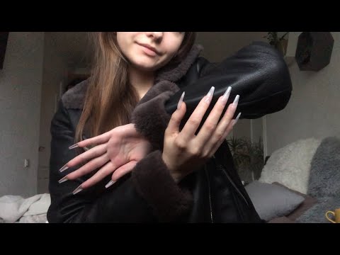 ASMR | Tapping &Scratching On My Leather Jacket With Press On Nails | Soft Spoken | lofi