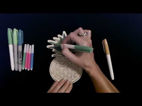 ASMR | Coloring a Wooden Pineapple (Whisper)
