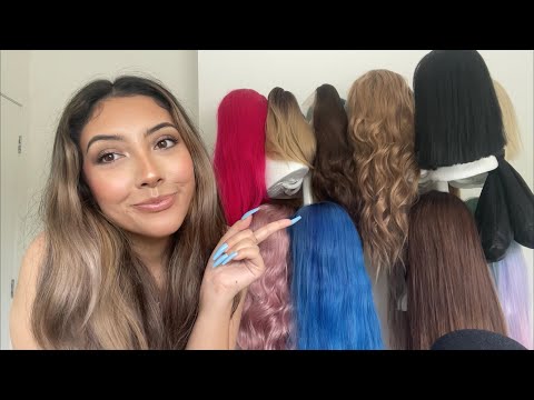 ASMR My Wig Collection 💗💫 ~hair brushing & hair scratching sounds~ | Whispered