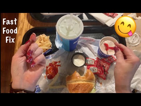 ASMR Fast food fix! (No talking) Dairy Queen excursion! Paper crinkles and eating heaven! LOL