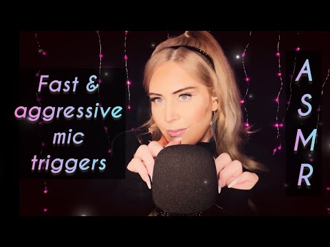 ASMR⚡️FAST & AGGRESSIVE⚡️ mic triggers with mouth sounds (mic scratching with & without covers)