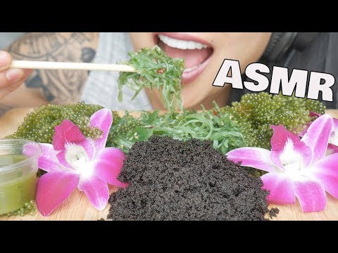 ASMR *BEST CRUNCH #2 SQUID INK Tobiko eggs + SEAGRAPES (EXTREME EATING SOUNDS) NO TALKING | SAS-ASMR