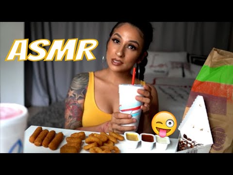 ASMR Eating Burger King & Sonic Mukbang | Onion Rings, Mozzarella sticks, Hershey's chocolate pie