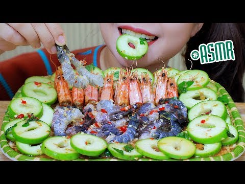 ASMR Mukbang Spicy Raw shrimp with sour mango salad,eating sounds,+食べる,咀嚼音,먹방이팅,사운드,gulp|LINH-ASMR