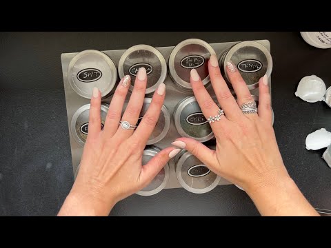 ASMR - De-potting spice jars (lots of lid sounds, tracing and soft whispers)