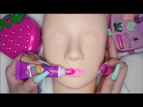 [ASMR] Kids Makeup on Mannequin Head (whispering, tapping, makeup sounds) for sleep
