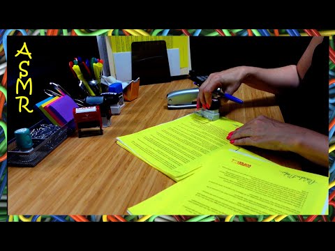 ASMR Office Sounds (Sorting Paper, Writing, Paper Sounds, Stapling, Stampers, Highlighting, No Talk)