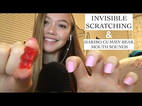 ASMR| INVISIBLE SCRATCHING| EATING GUMMY BEARS