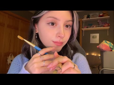 ASMR FAST Painting You, Up Close Mouth Sounds, Brushing, Unpredictable Lofi 🤍