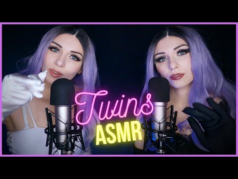 ASMR TWINS | SATIN GLOVES and KISSES in a RAINY NIGHT (No Talking)