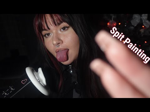 𝓐𝓢𝓜𝓡 | Spit Painting🎨, Intense Upclose Mouth Sounds, ( wet/dry ), Tongue Fluttering, Whispers +