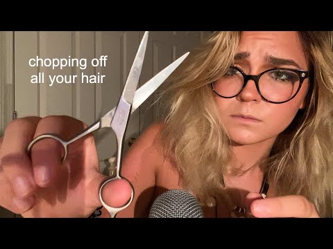 ASMR Fast & Aggressive Haircut (rude af)  *scissors, brushing*