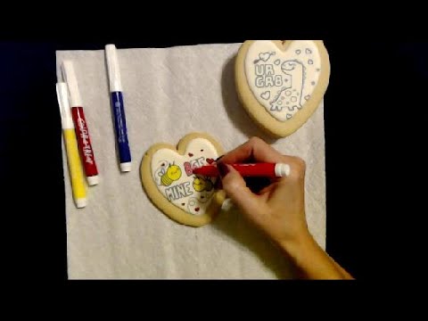 ASMR | Coloring Valentine's Day Cookies (Soft Spoken)