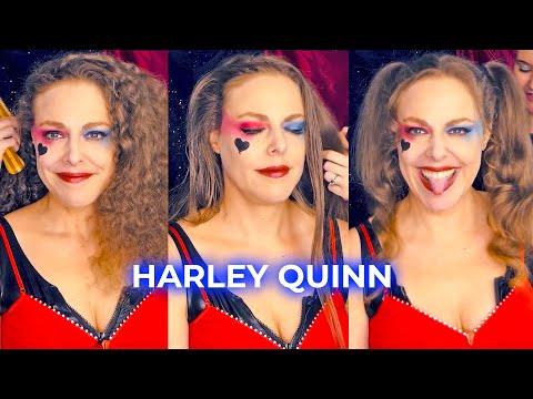 ASMR 😈 Beautiful Harley Quinn gets a Hair Brushing (Hair Style Tutorial) Cosplay, Soft Whispers