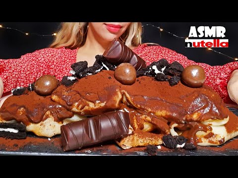 ASMR | Chocolate Nutella CREPES with Roasted Marshmallows | MUKBANG Eating Sounds