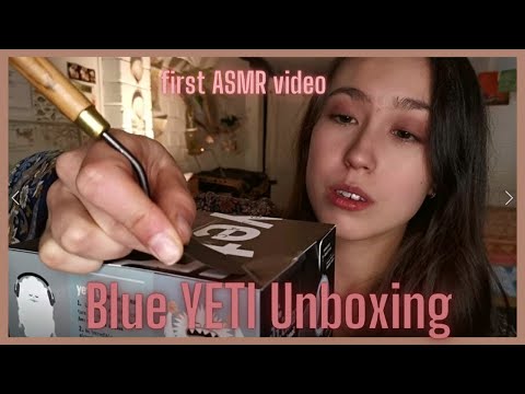 My first ASMR video - soft spoken UNBOXING, PEELING, CRINKLING, STICKY, brushing lens, tapping