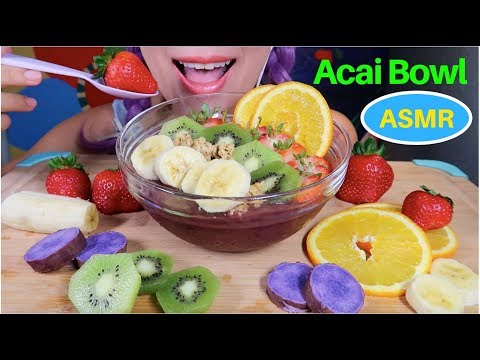 ASMR [HOMEMADE] Acai Bowl Eating sound | 하와이 먹거리- 아사이베리 볼 먹방 | CURIE. ASMR