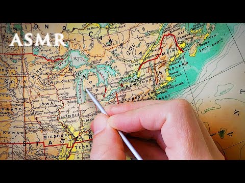 ASMR World's Largest Lakes in Ancient 1885 Atlas | Page Flipping