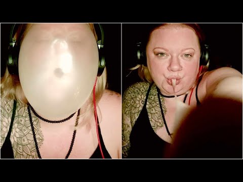 Gum chewing and bubbles (soft speaking & whisper) [ASMR]