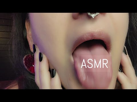 ASMR close-up slow lens licking & kiss sounds