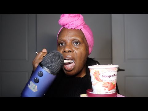First Time Haggen.Dazs Strawberry Ice Cream ASMR Eating Sounds