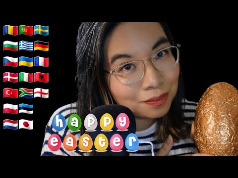 ASMR HAPPY EASTER IN DIFFERENT LANGUAGES (Whispering, Easter Egg Tapping & Crinkling) 🥚🐰