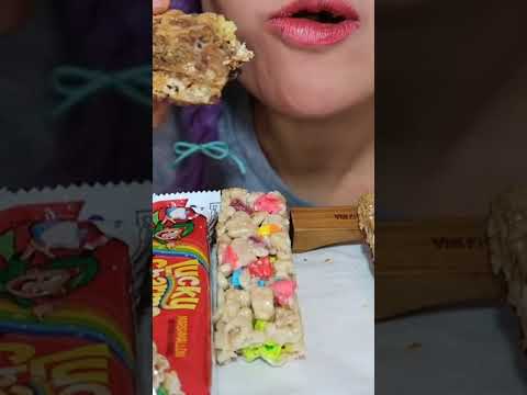 Lucky Charm Treat Cereal Bar, Reese's Puff Treay Cereal Bar, Golden Graham S'more #asmr #shorts