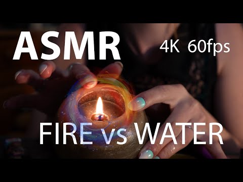 ASMR 4K "FIRE vs WATER" : Candlelight & Water Crackling in the Fire
