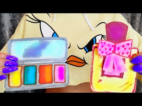1 minute ASMR Doing Your Makeup for School With Paper Cosmetics