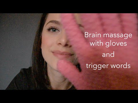 ASMR | Brain Massage with gloves | Whispering trigger words